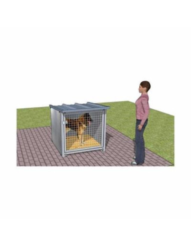 Box d'attente avec toit et plancher cage chien solide