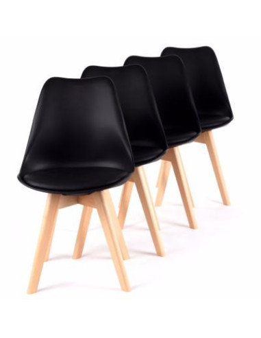 4 chaises noires tendance scandinave cielterre-commerce