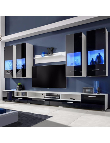 Meuble TV noir + armoires à LED cielterre-commerce