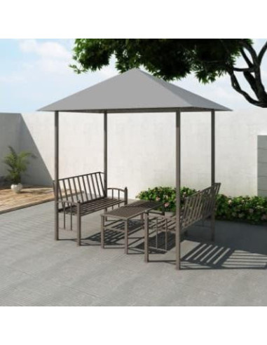 Pavillon de jardin anthracite avec table et bancs cielterre-commerce