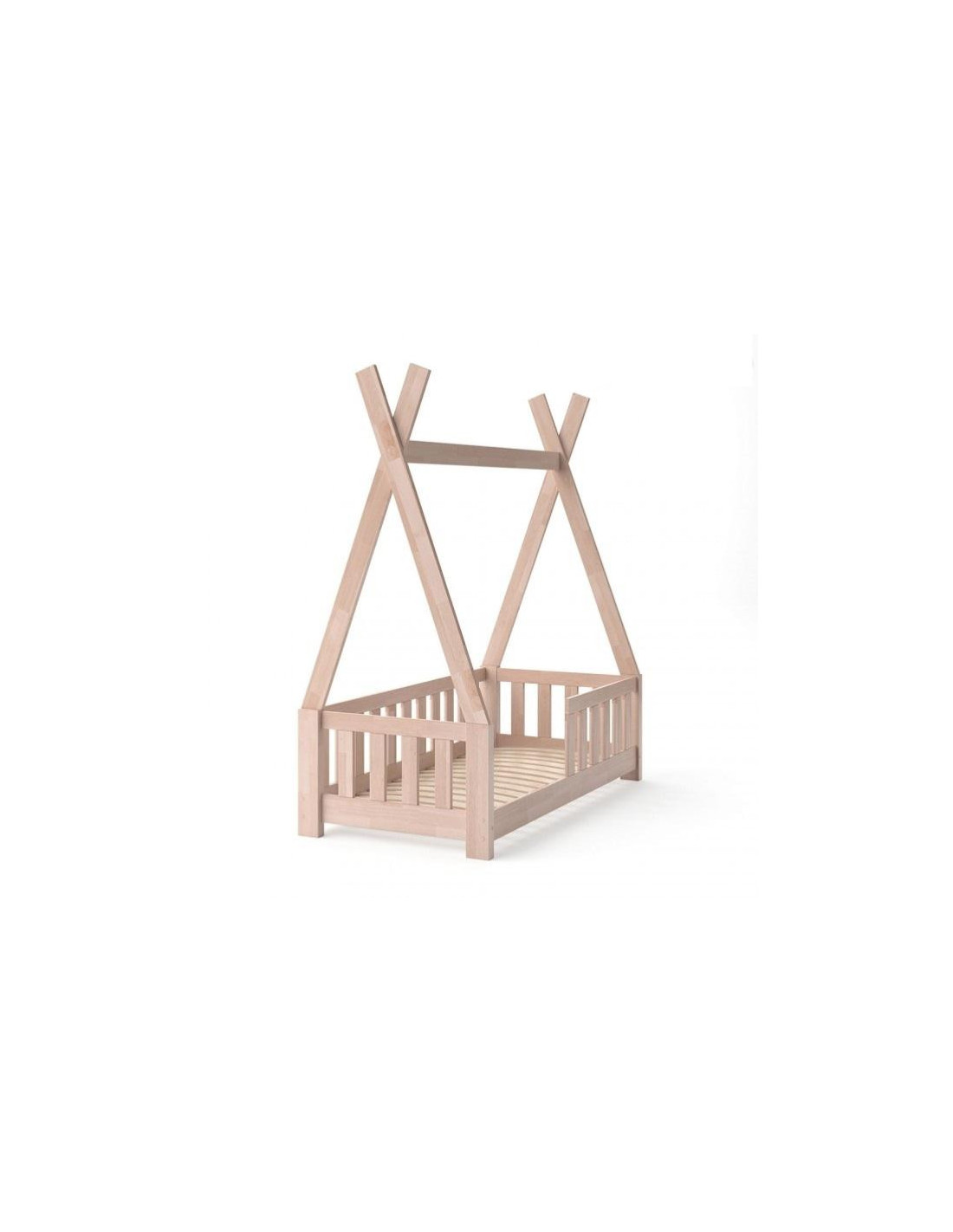 Tipi montessori pour enfant 70x140 avec barrières lit bois - Ciel & terre