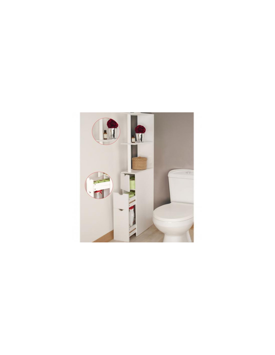 Meuble WC blanc pour petit espace meuble toilette - Ciel & terre