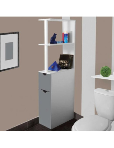 Meuble WC blanc et gris pour petit espace meuble toilette - Ciel & terre