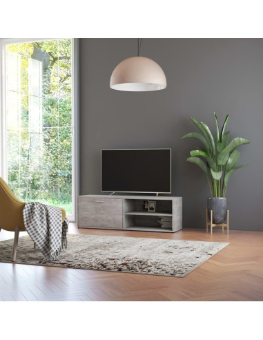 Meuble TV gris béton avec étagère et placard meuble télé