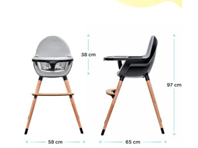Chaise haute évolutive et réglable gris noir chaise bébé - Ciel