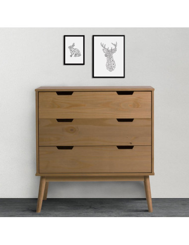 Commode 3 tiroirs design scandinave meuble rangement