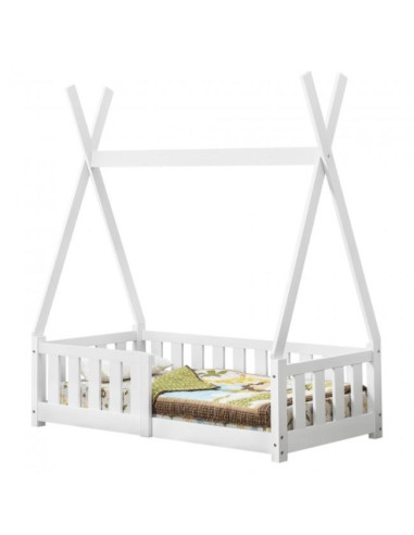 Lit montessori lit enfant 70x140 cm avec barrières tipi - Ciel & terre