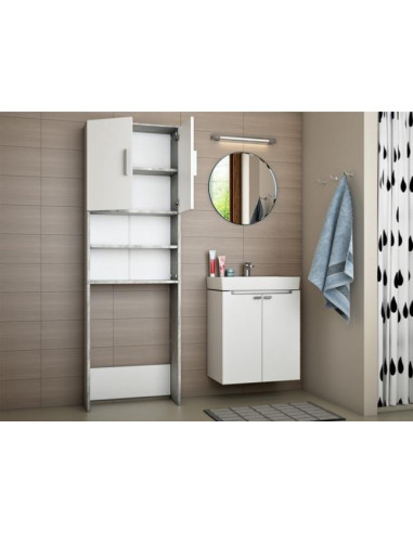 Meuble lave-linge étagère de salle de bain 190x60cm béton gris MPC