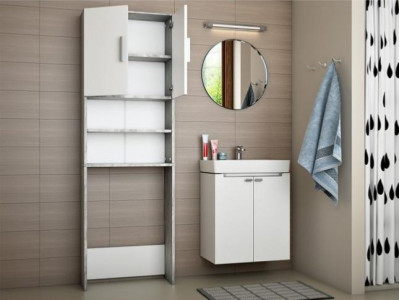 Meuble lave-linge étagère de salle de bain 190x60cm béton gris MPC