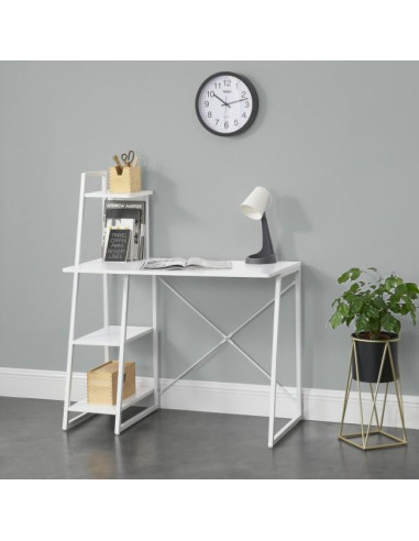 Bureau style industriel en métal et blanc table de bureau