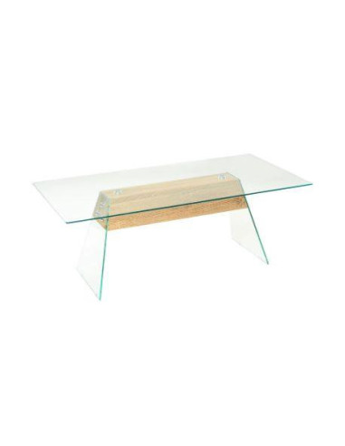 Table basse en verre et chêne table de salon verre trempé