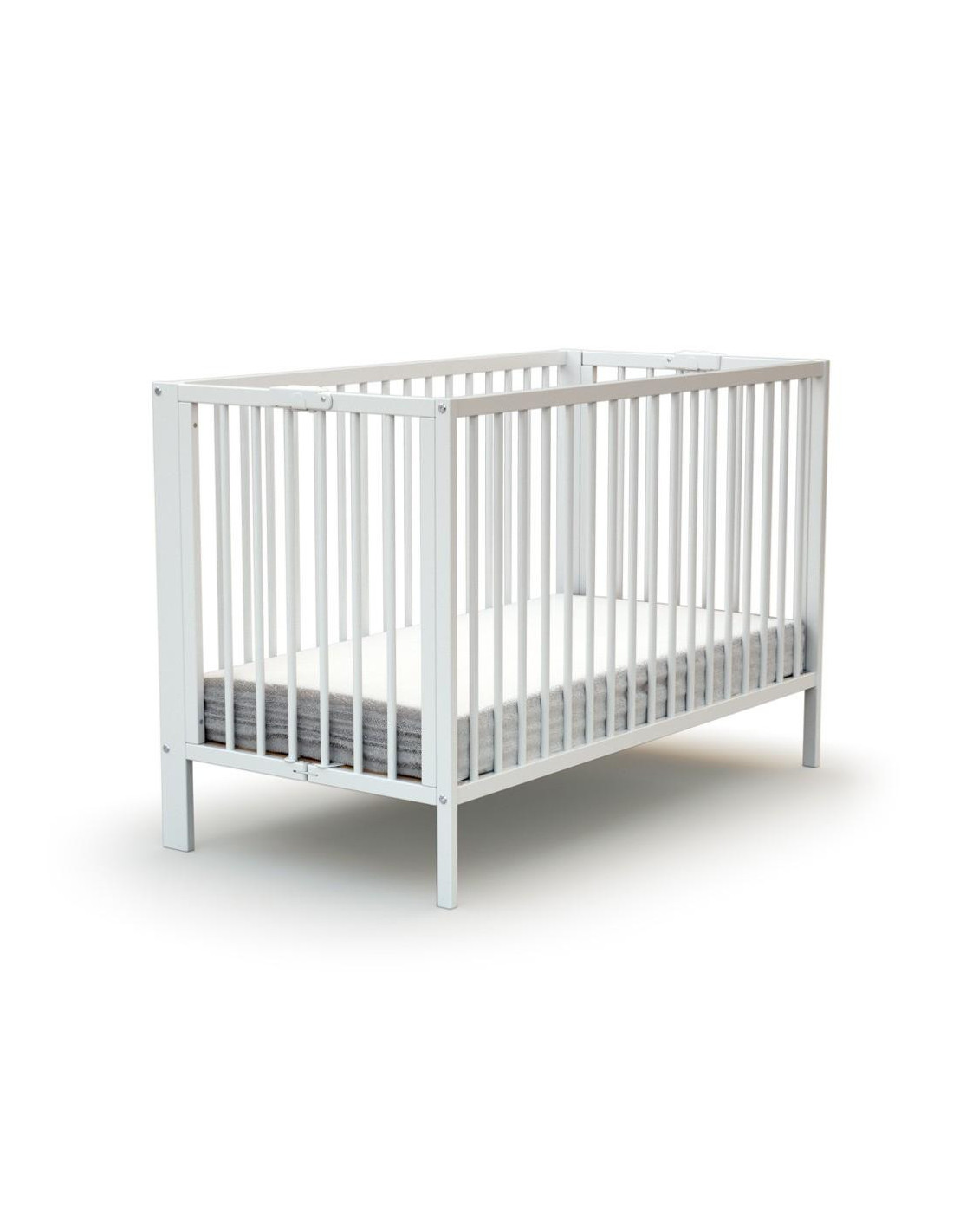 Lit bébé à barreaux pliable 60x120 cm en hêtre massif blanc 100013 -  Conforama