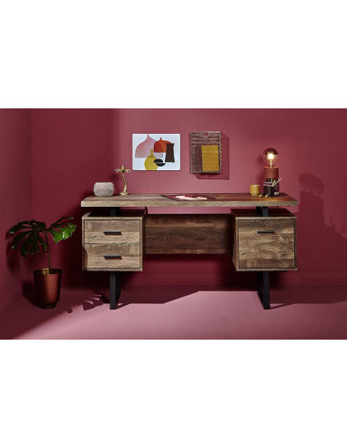 Bureau vintage chêne avec 3 tiroirs cielterre-commerce