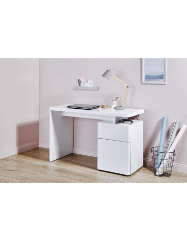 Bureau moderne blanc brillant 1 tiroir 1 design