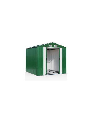 Abri de jardin métal vert 8 m² + cadre de sol galvanisé
