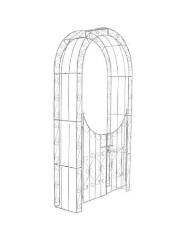 Arche jardin avec portillon en fer forgé blanc antique Arc