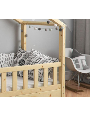 Nouveau lit tipi en bois, 70x140 cm, lit cabane pour enfant, avec