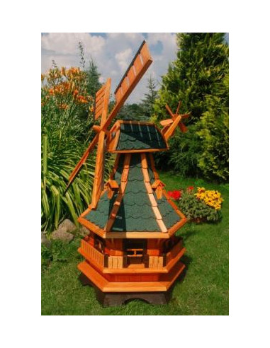 Moulin à vent avec éclairage solaire 100 cm (toit vert) cielterre-commerce