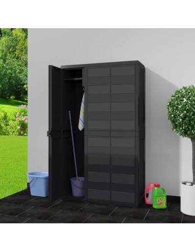 Armoire de jardin noir spacieuse Armoire en PVC jardin 