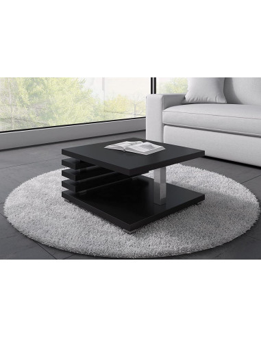 Table basse noir brillante table basse design 60x60 cm
