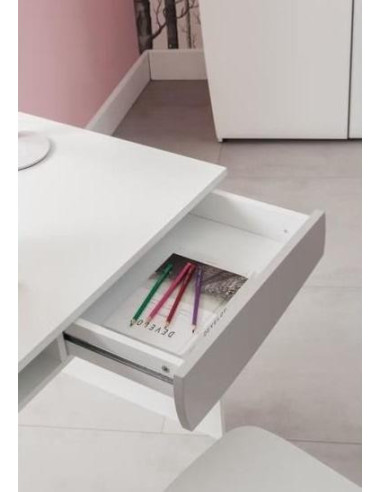 Bureau enfant design blanc et gris 1 tiroir rangement - Ciel & terre