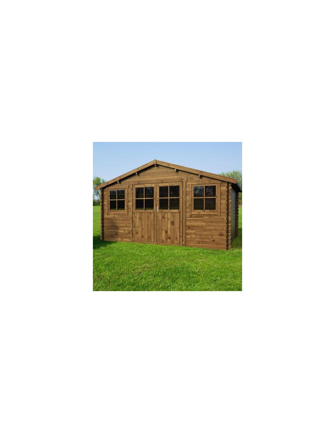 Abri de jardin 16m² en bois 40mm traité teinté marron Gardy Shelter
