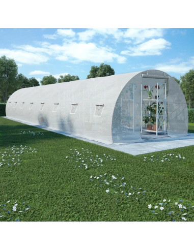 Serre de jardin 36 m² 1200x300 cm blanche cielterre-commerce