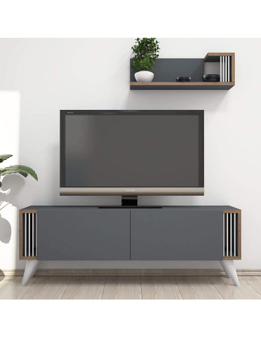 Meuble TV anthracite meuble télévision moderne banc télé