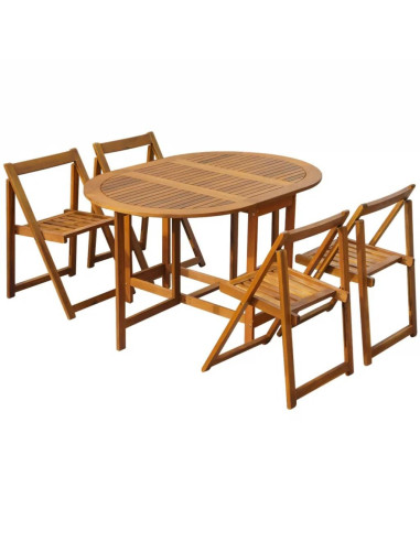 Salon jardin pliable en acacia massif 4 chaises 1 table