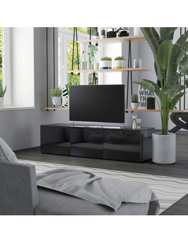 Meuble TV noir brillant 120 cm meuble télévision 3 tiroirs