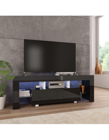 Meuble TV noir brillant avec LED meuble télévision design