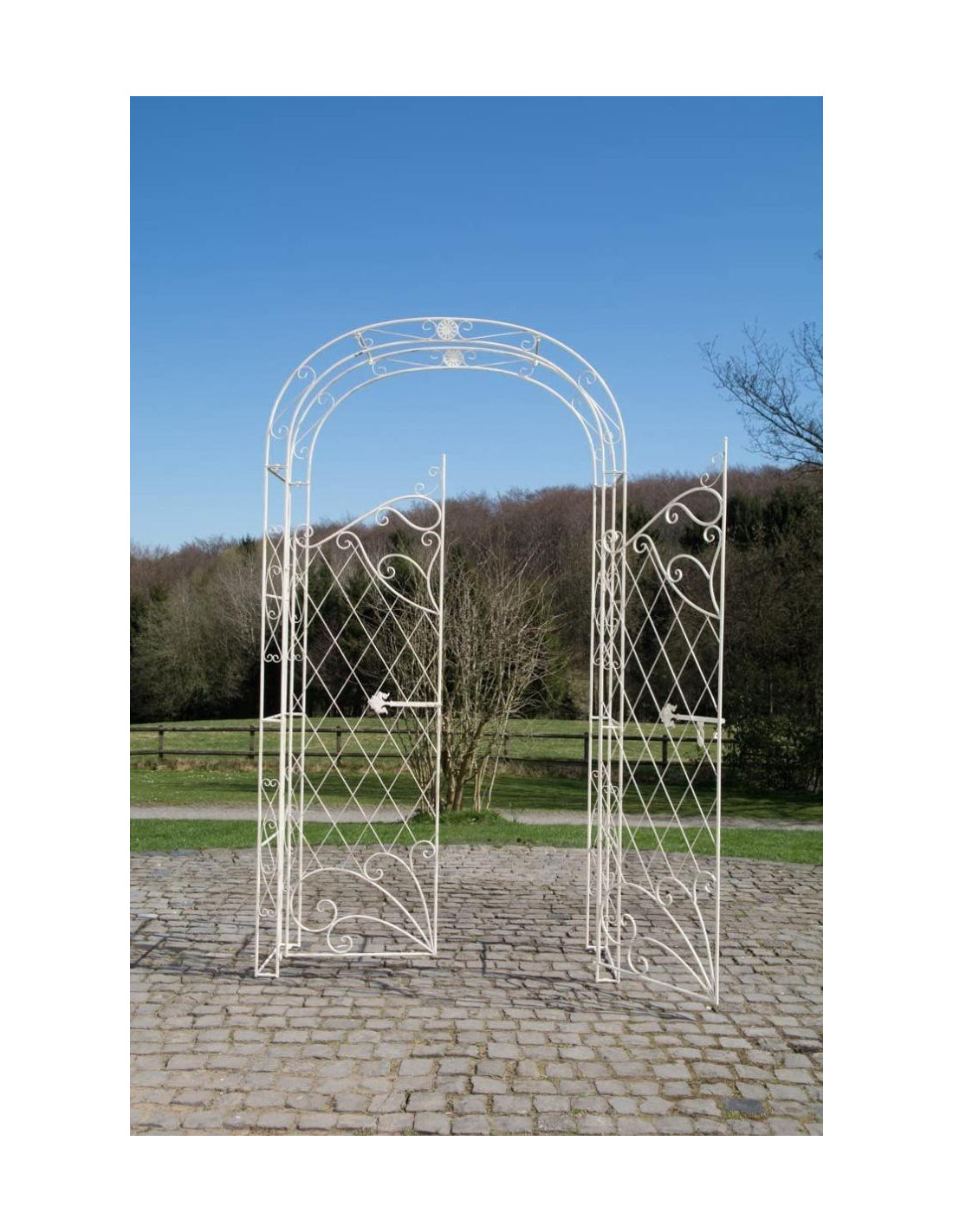 Arche jardin avec portillon en m tal couleur blanc Arceau Ciel