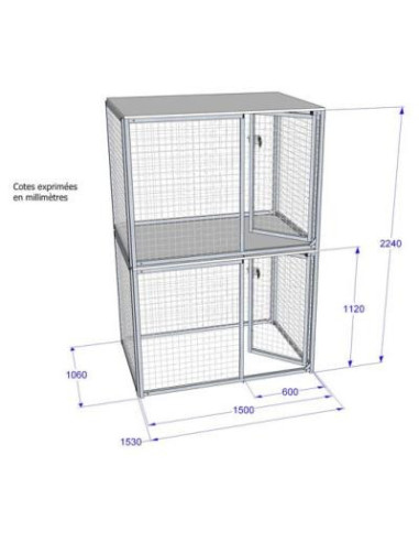 Cage chien double cage d'élevage SOLIDE taille 2