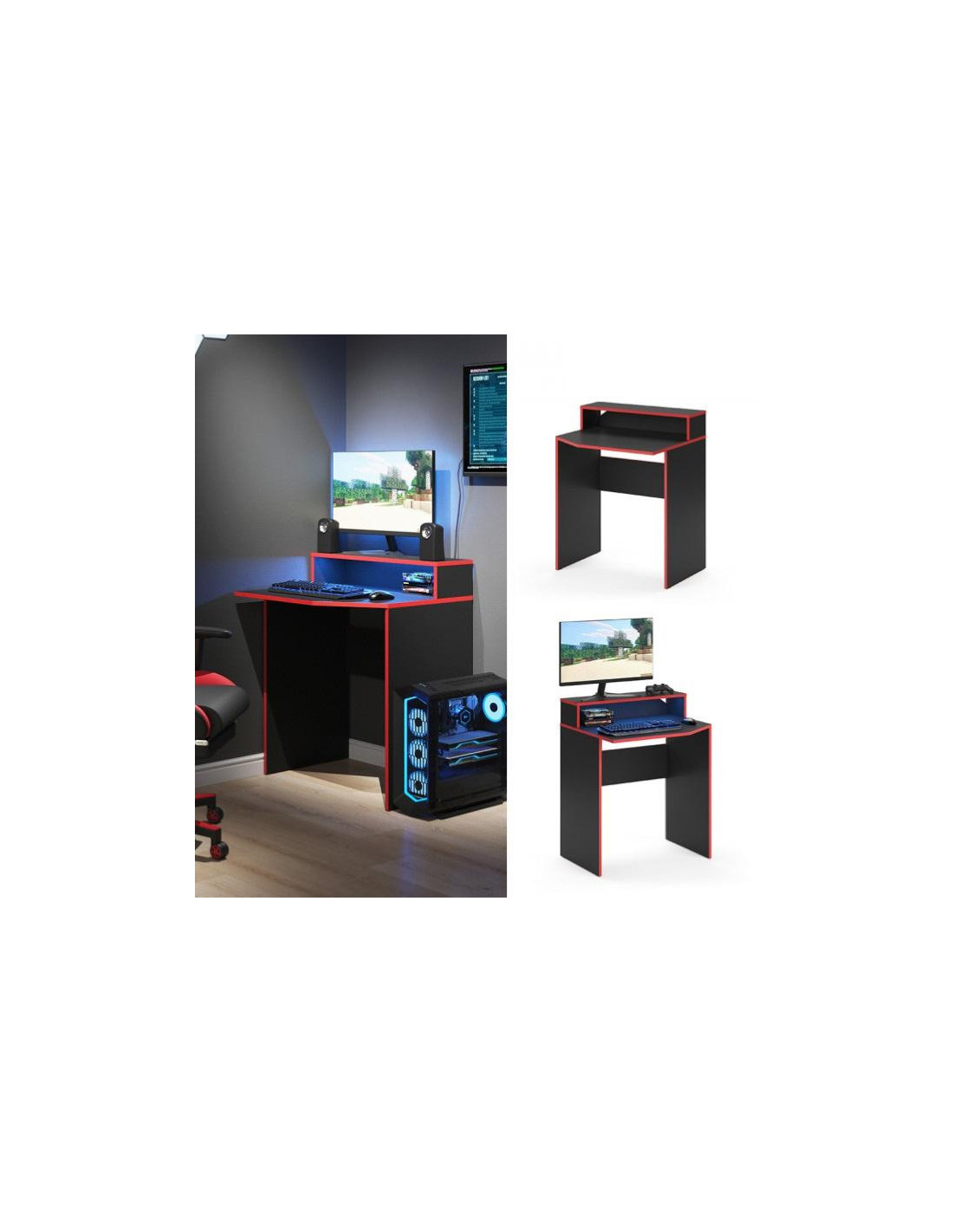 Bureau gaming angle noir rouge bureau jeu bureau gamer - Ciel & terre