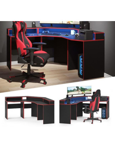 Bureau gaming noir et rouge bureau de jeu bureau gamer