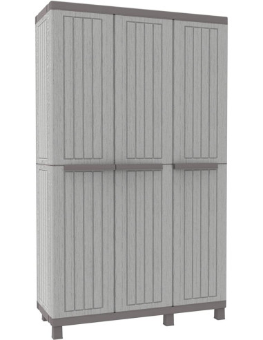 Armoire de jardin triple grise 3 portes Armoire en PVC