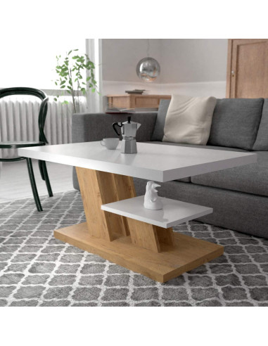Table basse épurée blanc chêne table basse design plateaux