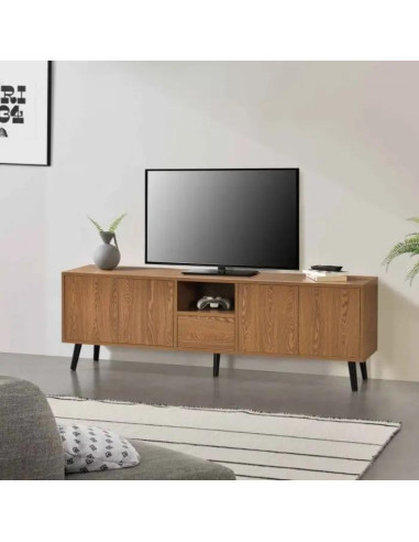 Meuble TV chêne foncé meuble télévision pied rétro meuble télé moderne