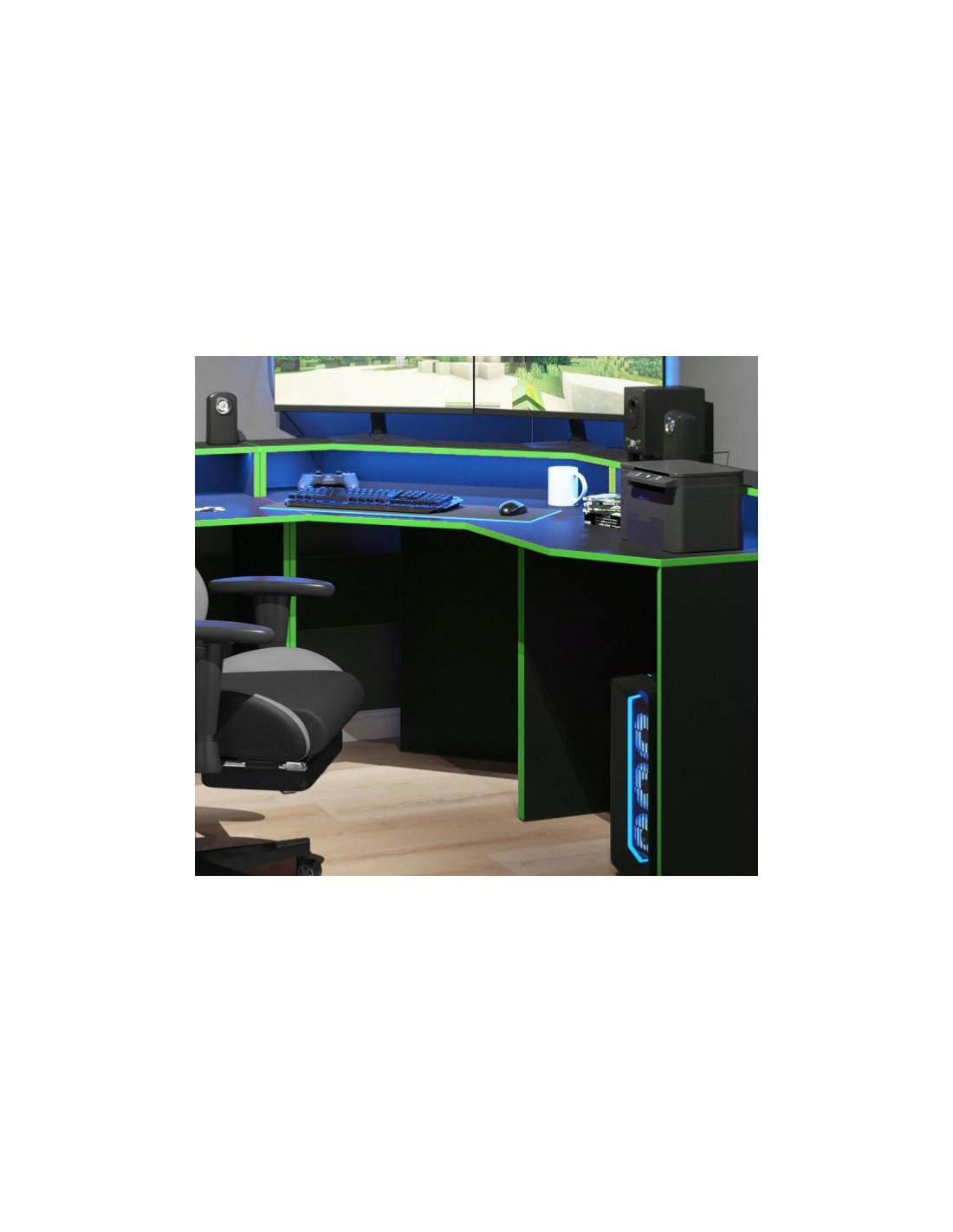 Bureau gaming noir et vert espace bureau jeu bureau gamer - Ciel