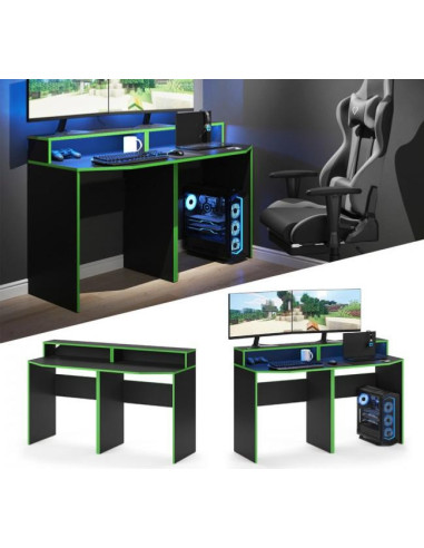 Bureau gaming noir et vert espace bureau jeu bureau gamer - Ciel & terre