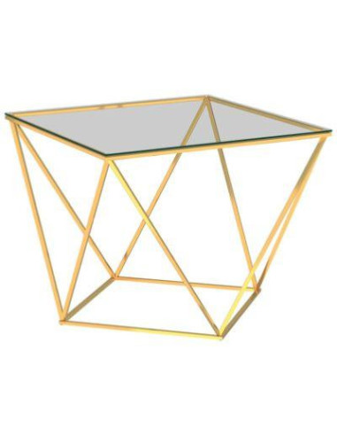 Table basse doré avec plateau en verre table basse métal