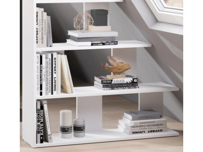Relaxdays Étagère escalier 6 compartiments meuble bibliothèque séparation  multi-cases séparateur de pièces, blanc