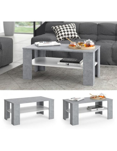 Table basse avec étagère blanc gris béton table salon