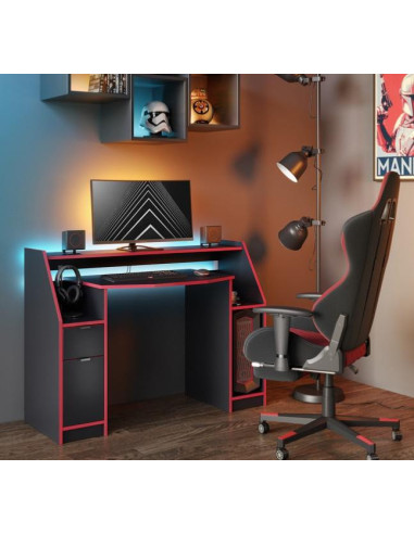 Bureau gamer noir et rouge bureau gaming bureau de jeu