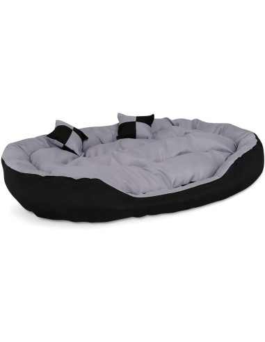 Panier chien confortable réversible 110x80 cm noir et gris