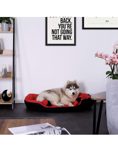 Panier chien confortable réversible 110x80 noir et rouge