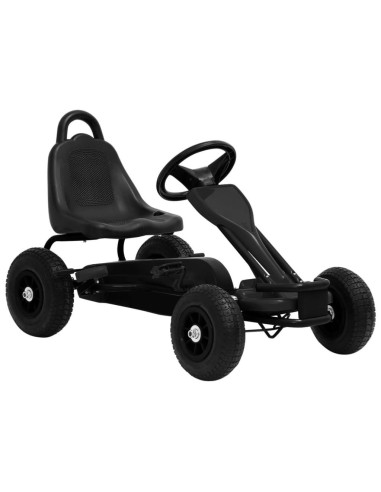 Kart à pédales enfant noir avec pneus en caoutchouc
