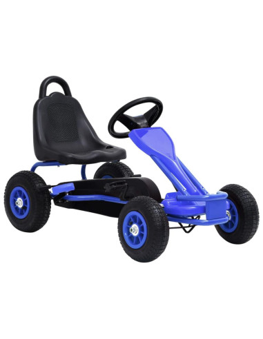 Kart à pédales enfant bleu avec pneus en caoutchouc