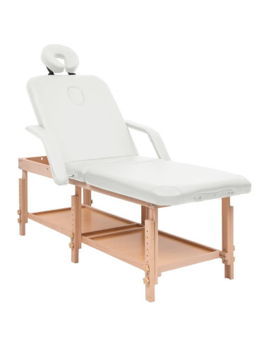 Table de massage blanche avec 3 zones table massage bois massif cielterre-commerce