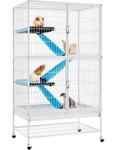 Cage rongeur 4 niveaux cage pour Furets écureuils Chinchillas cage rat cage rongeur blanche